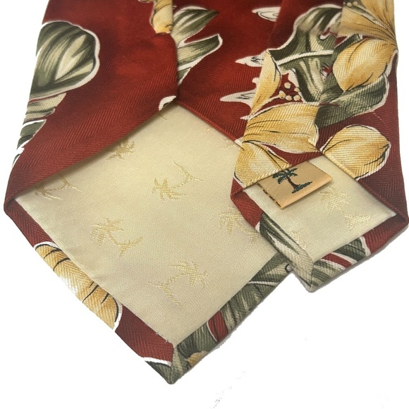 Tommy Bahama Neck Tie Floral Ferns Textured 100% Silk Embossed Monogram Tipping - Picture 10 of 14